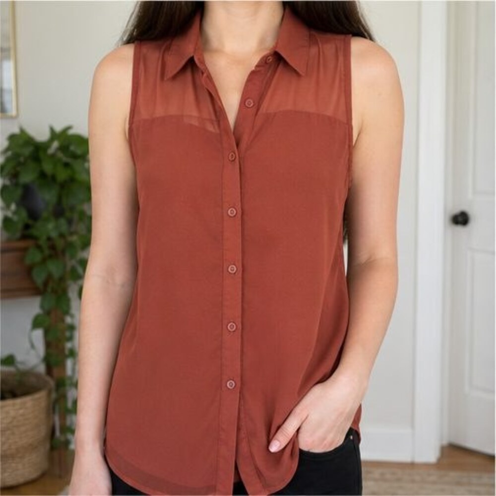 Rust Ruffle Blouse - Picture 2 of 6